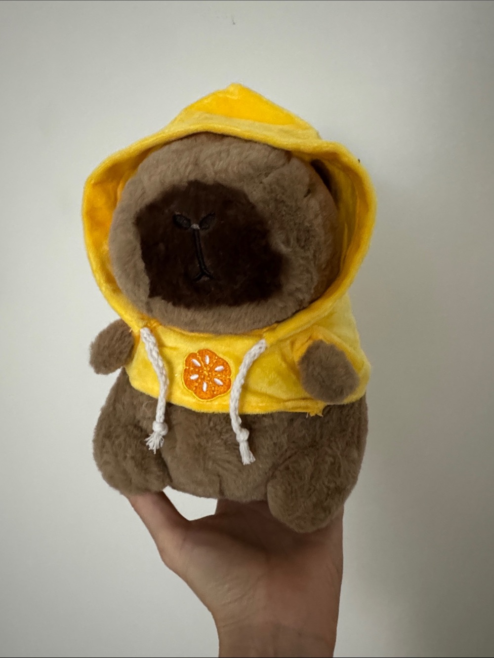 Plush Capybara Toy Yellow Hoodie 22 cm